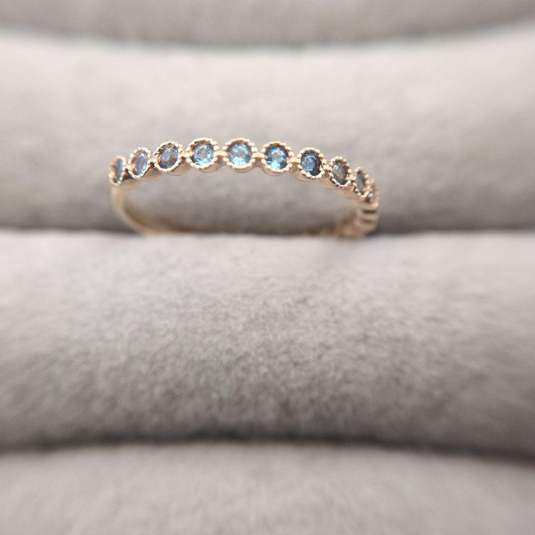 ぽ*）様 水色石付き エタニティリング　K10 楽天市場】【数量限定】K10PG/WG/YG カラーストーン ハーフ エタニティ