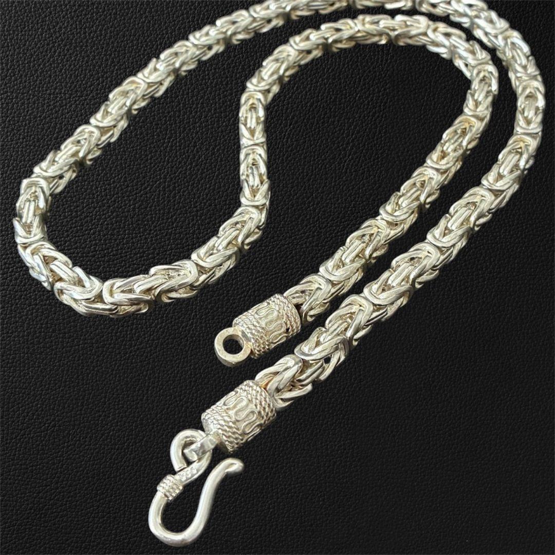 シルバー925刻印 タイシルバー ドラゴンボーンチェーン 編み込み