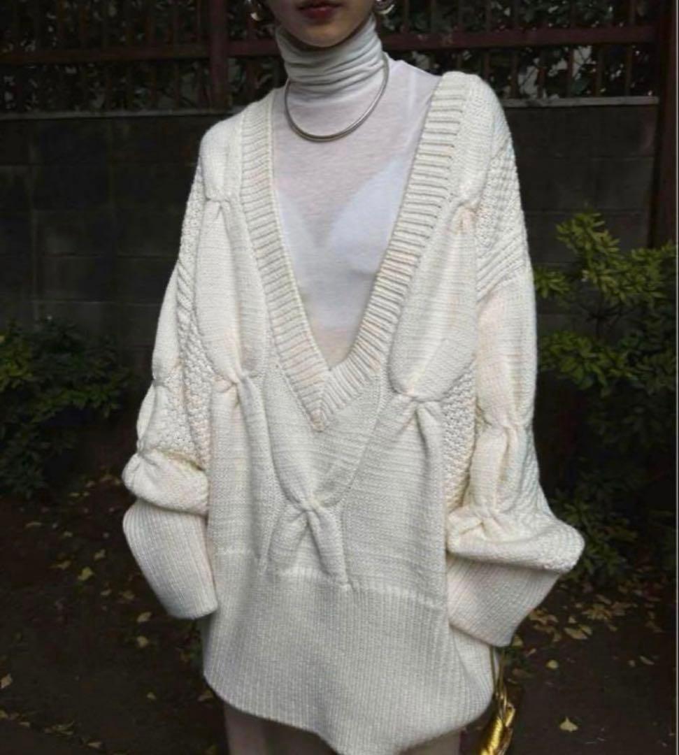 アメリヴィンテージ 2wayケーブルビッグニットプルオーバー ホワイト