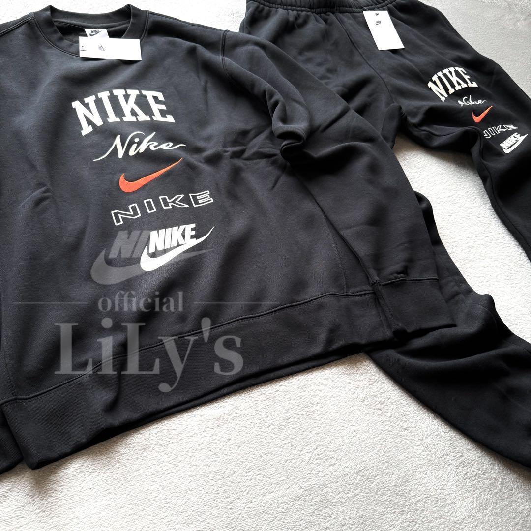 新品 NIKE上下セットアップ 黒 L ブラック オレンジ ナイキ ス