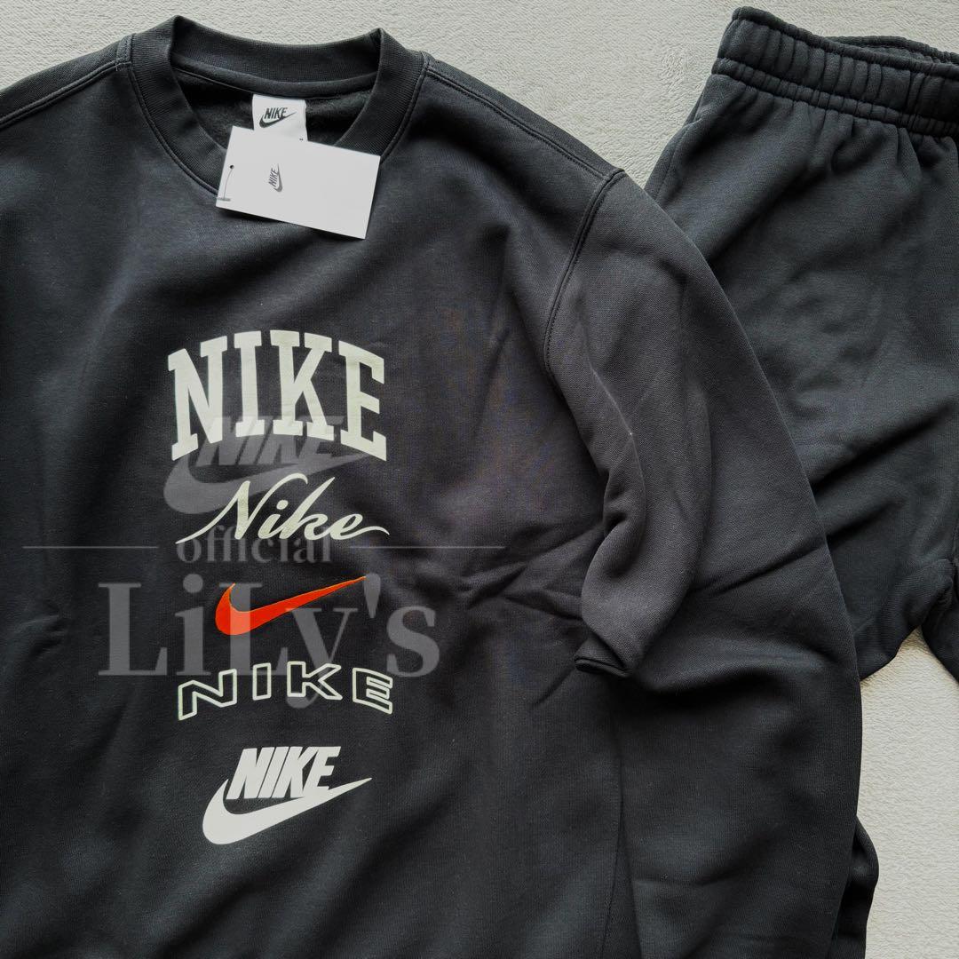 新品 NIKE上下セットアップ 黒 L ブラック オレンジ ナイキ ス