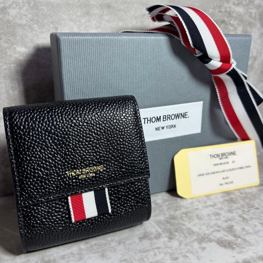 I147 未使用品✨トムブラウン　ケース　財布　コンパクト　レザー　黒 THOM BROWNE/トムブラウン_men通販 | COIN CARD HOLDER WITH POCKET