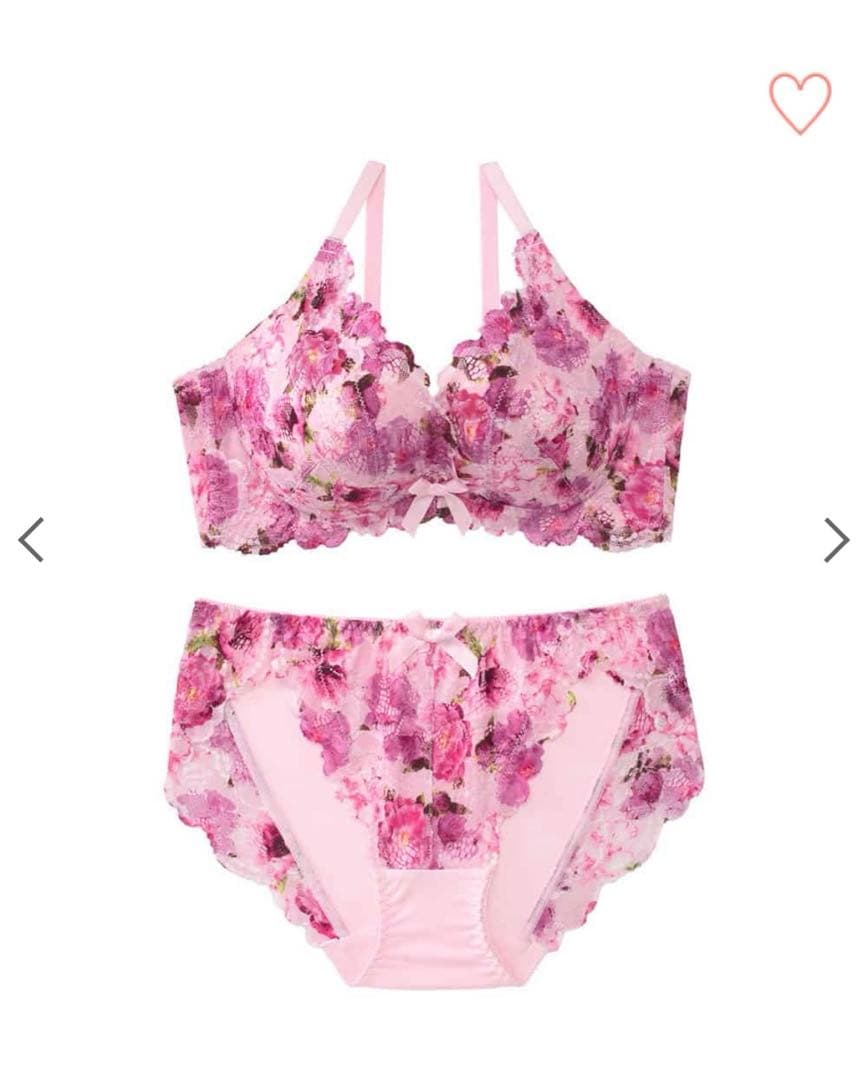 エメフィール♡脇高ブラジャー ショーツ セット ピンク 花柄 B70 完売