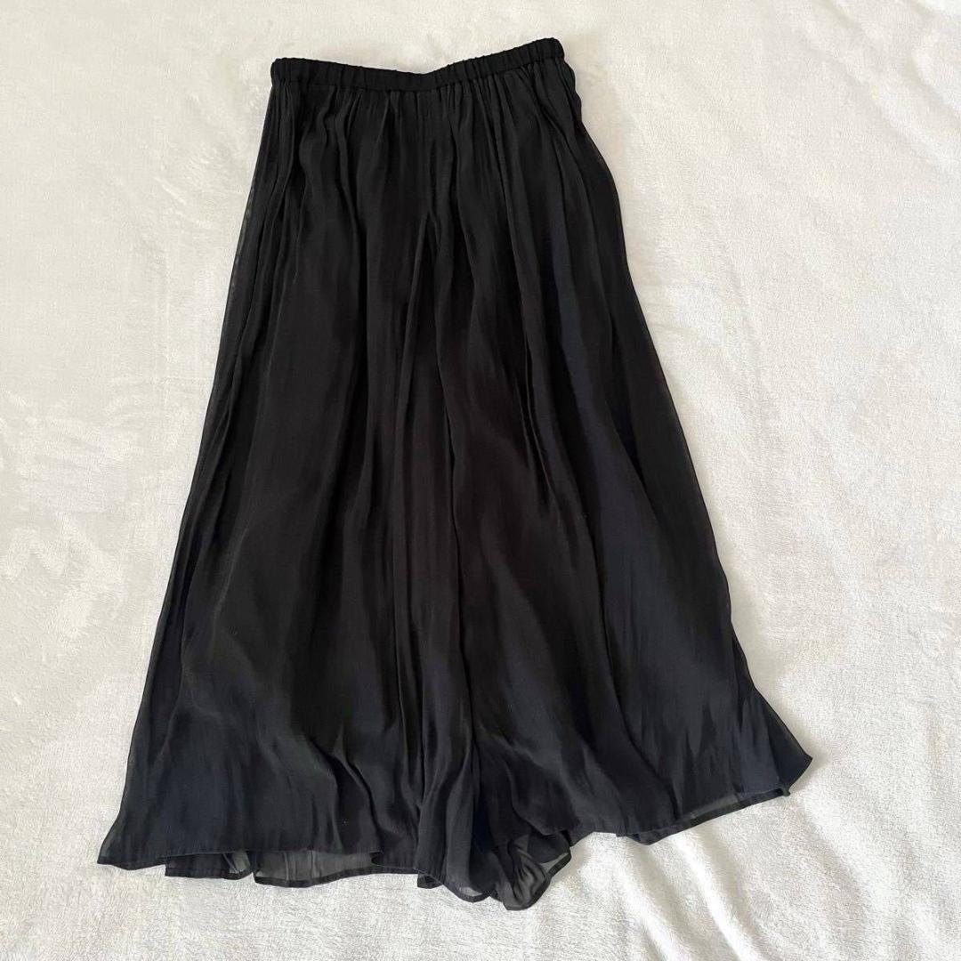 BEARDSLEY シワシフォンギャザーパンツ ブラック ビアズリー 2 洗える