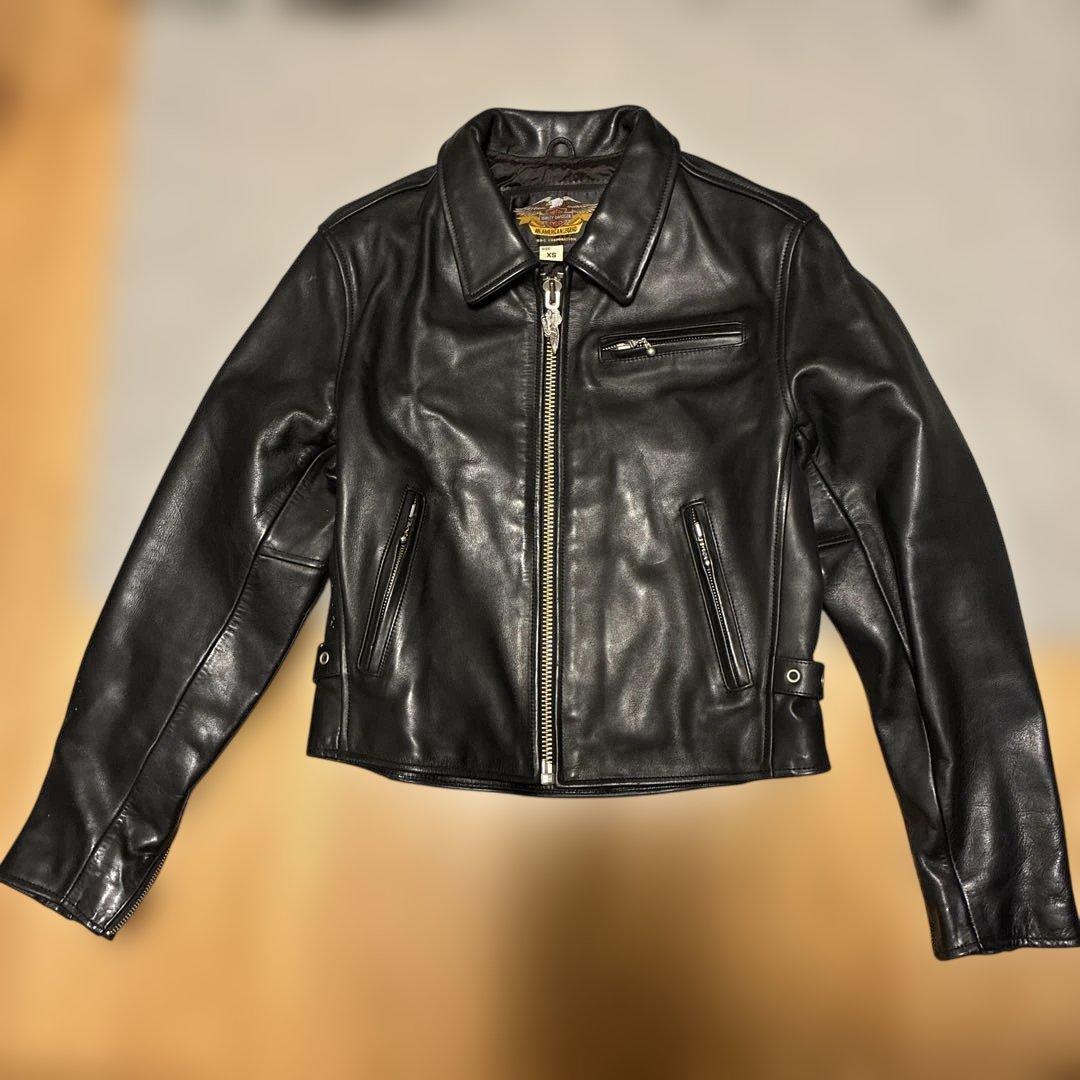 ハーレーダビッドソン シングルライダースジャケット 革ジャン XS