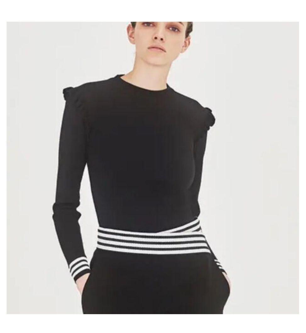 ボーダーズアットバルコニー 肩フリル レーヨンニット BORDERS at BALCONY（ボーダーズアットバルコニー） ニット セーター