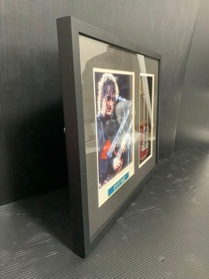 【希少】ギターリスト　ジミーペイジ写真　スケールギター　額縁