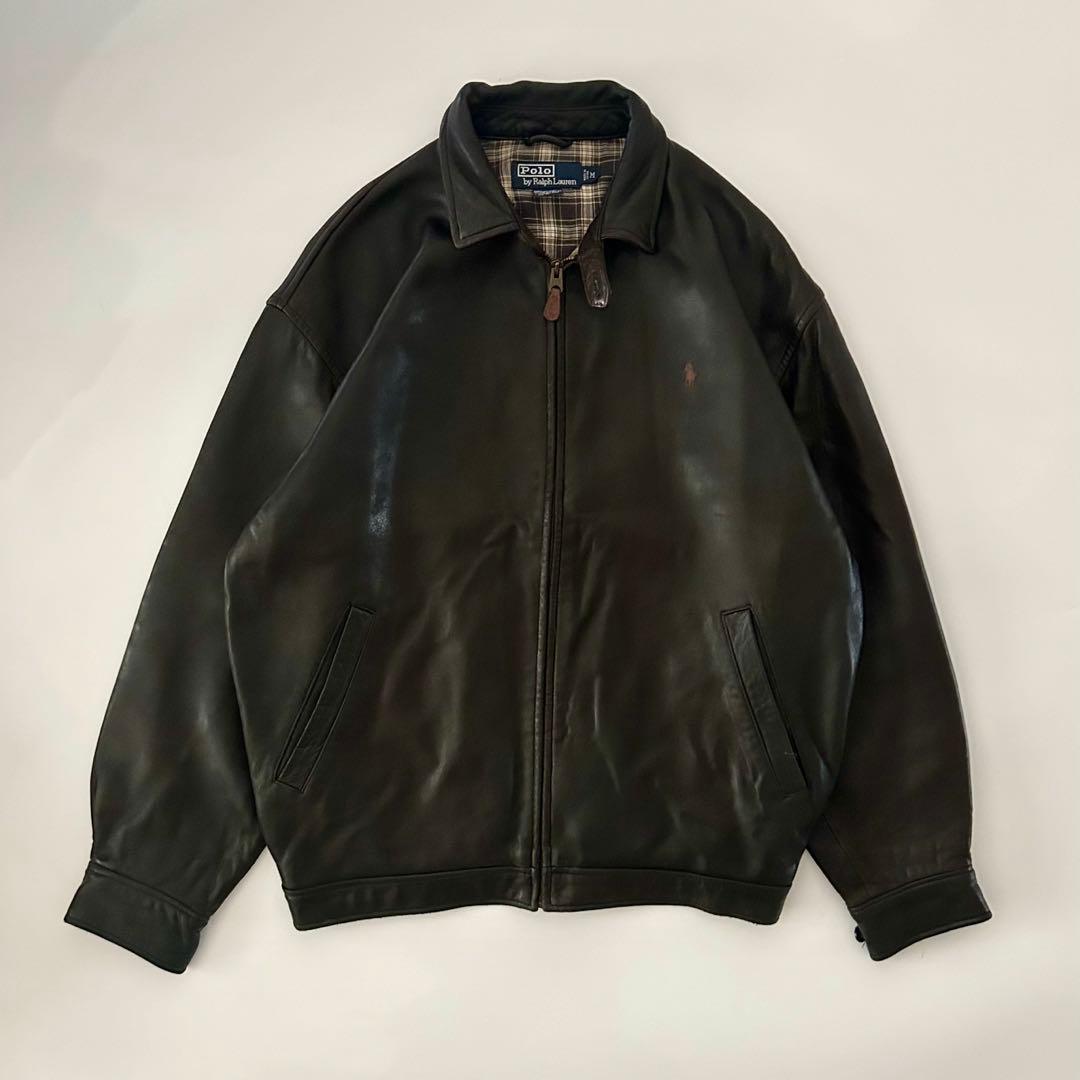 スペシャル】90s ラルフローレン ラムレザー スイングトップ ダーク