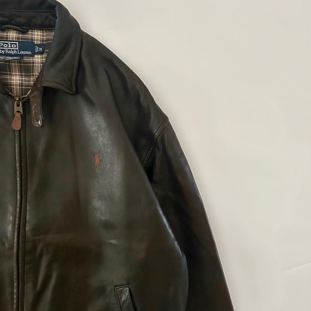 スペシャル】90s ラルフローレン ラムレザー スイングトップ ダーク
