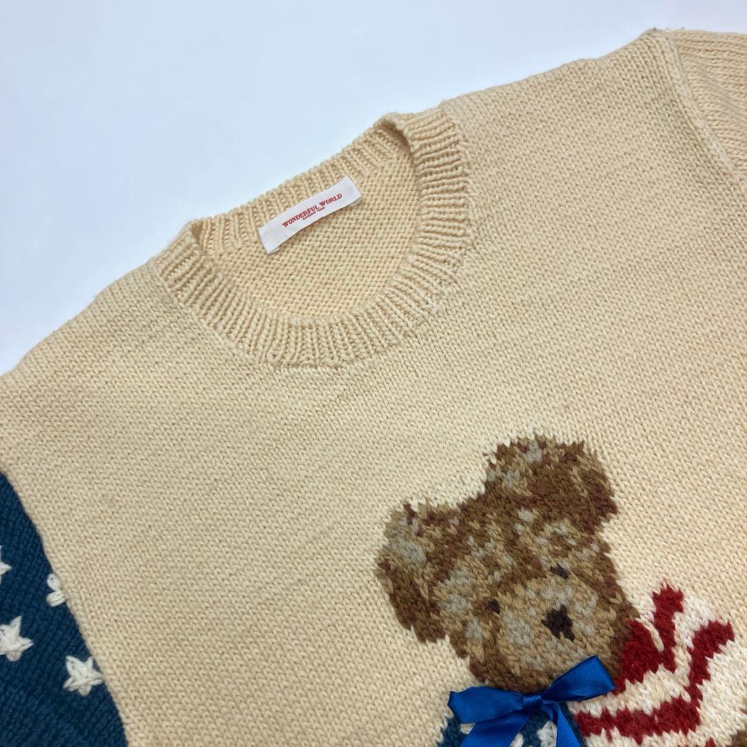 美品】ワンダフルワールド くまちゃん編み 半袖ニット - メルカリ