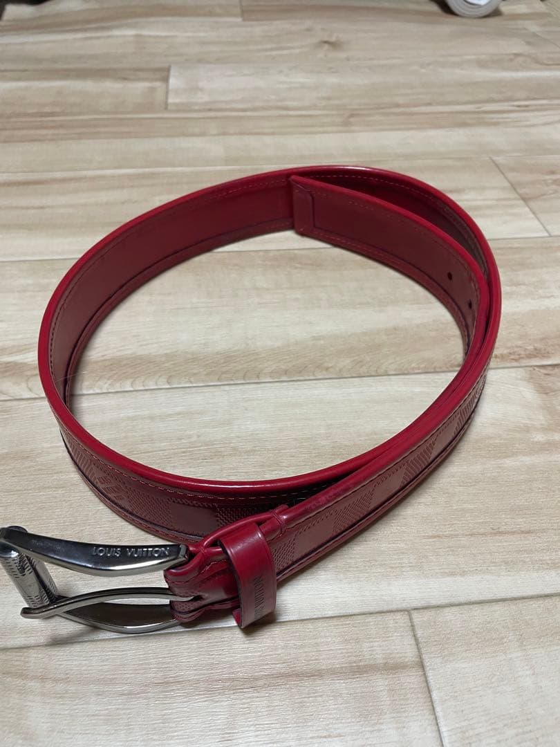 正規品Louis Vuitton 赤 モノグラム ベルト メンズ 小物