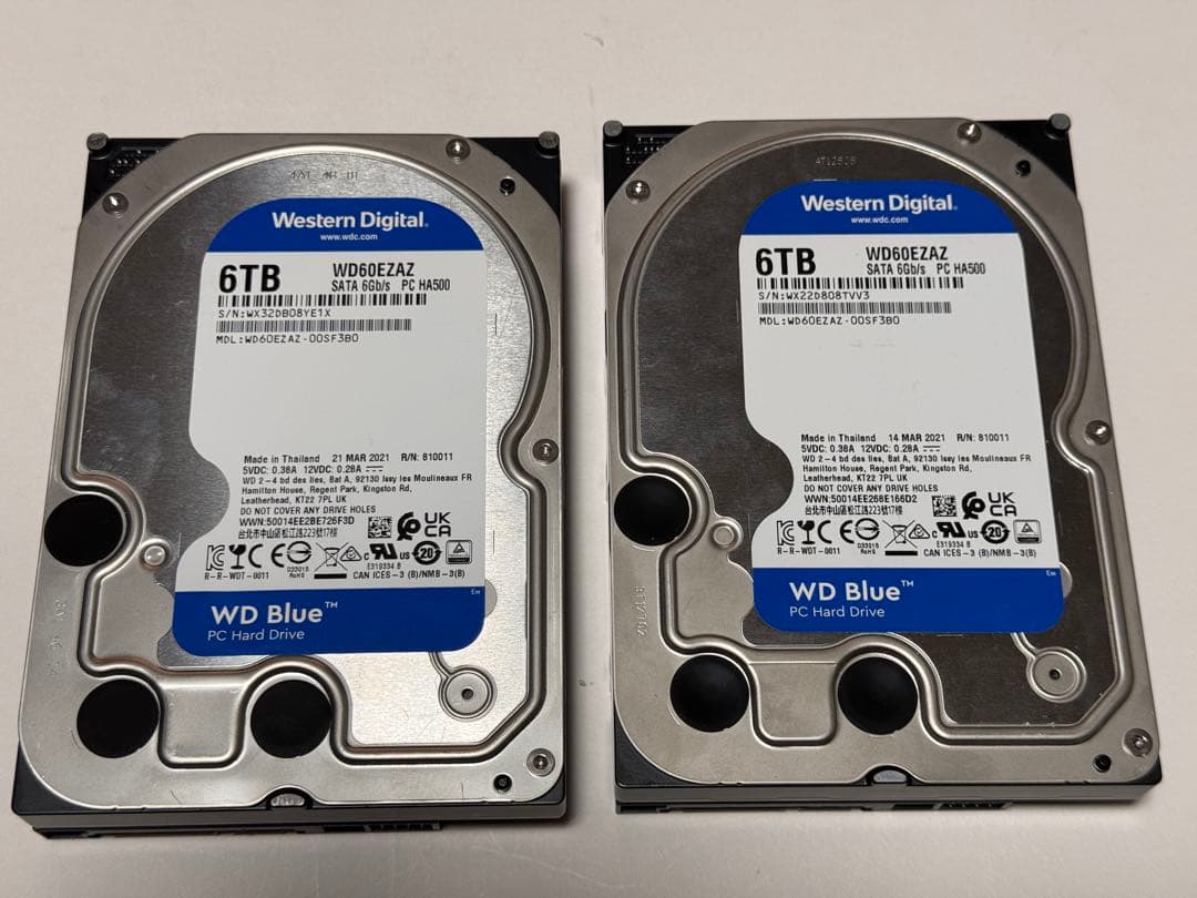 WD Blue 6TB HDD WD60EZAZ 2台セット Amazon | Western Digital ウエスタンデジタル WD Blue 内蔵 HDD