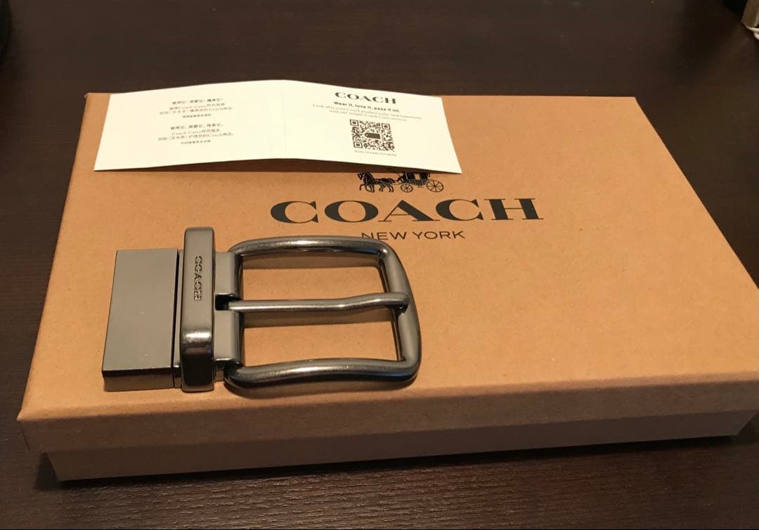 新品coachコーチシグネチャーフリーサイズリバーシブルベルトギフト箱