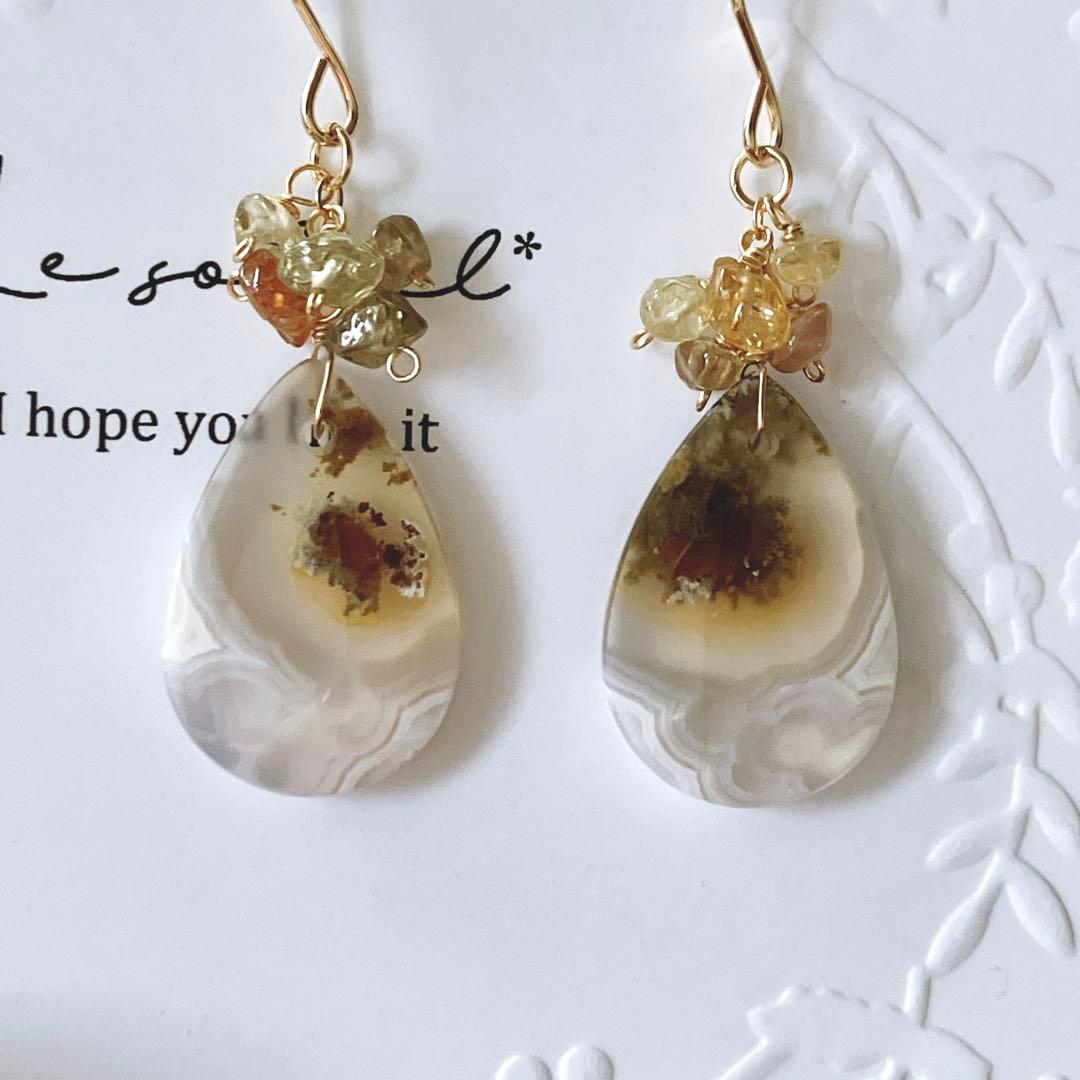 廃盤レア◆一点物✧希少✧テルナテ島アイアゲートモスアゲートピアス