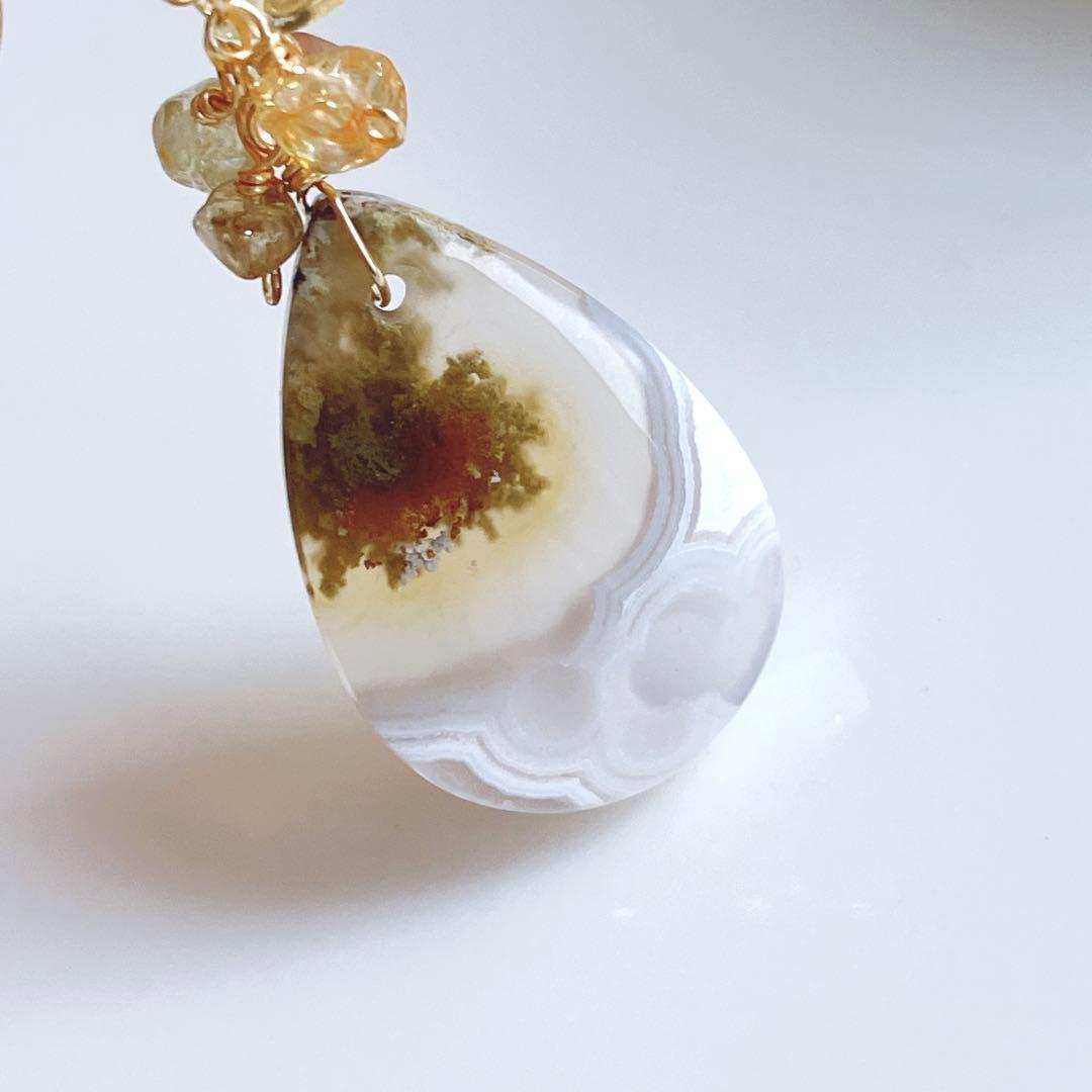 廃盤レア◆一点物✧希少✧テルナテ島アイアゲートモスアゲートピアス