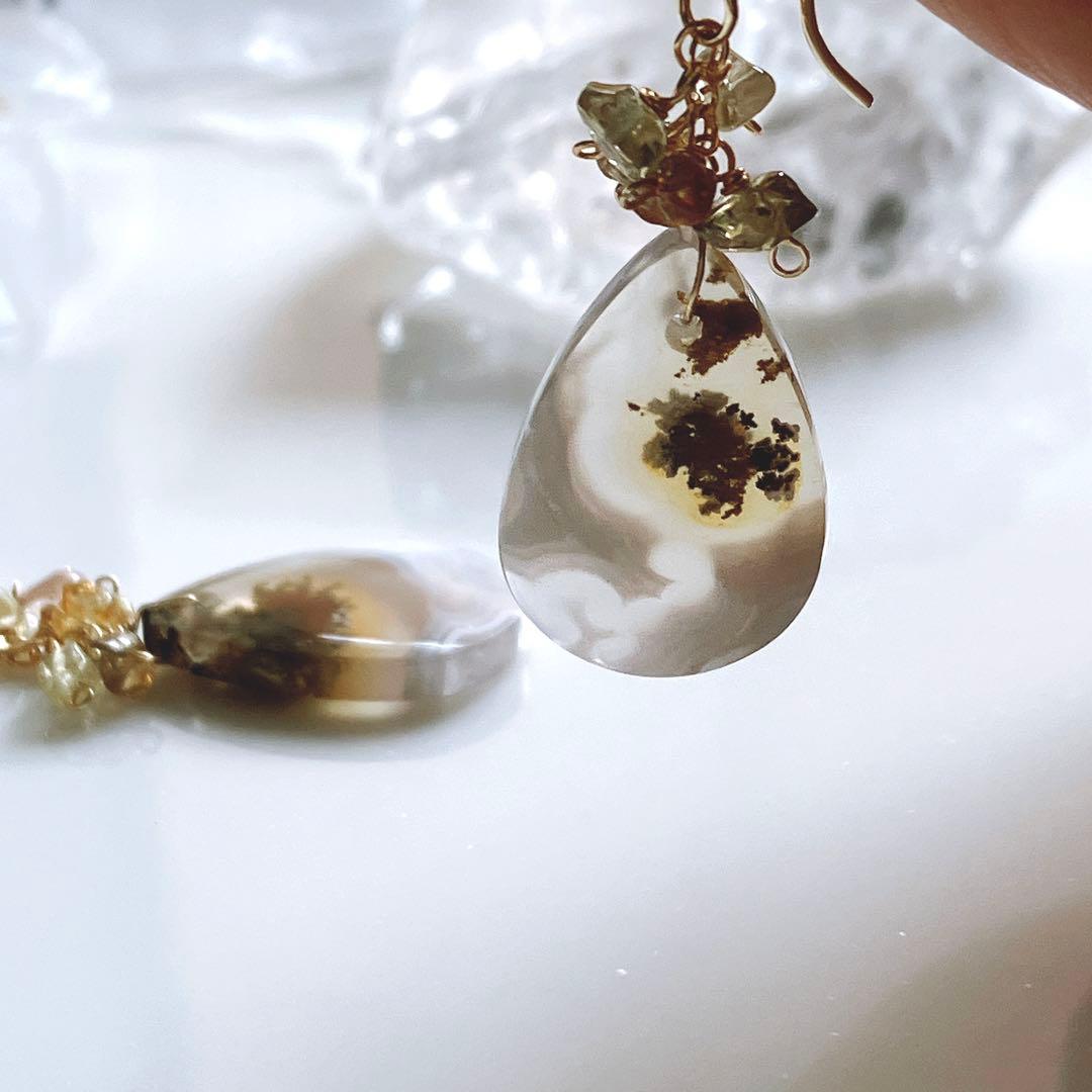 廃盤レア◆一点物✧希少✧テルナテ島アイアゲートモスアゲートピアス