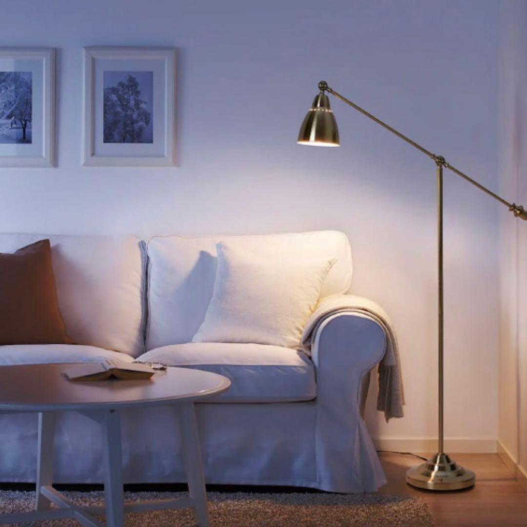 直接可 IKEA バロメーテル ゴールド フロアランプ スタンドライト 電球