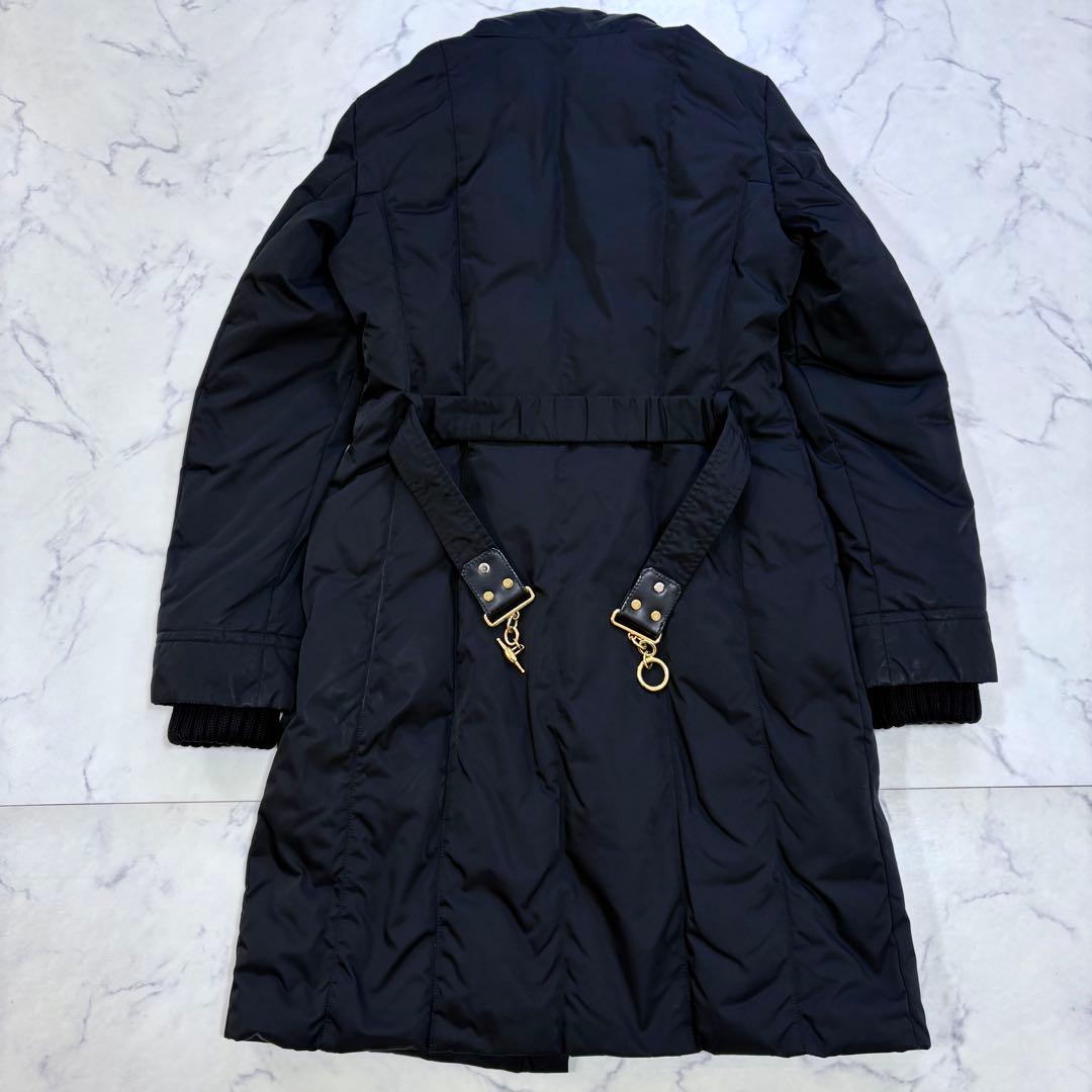 美品 GUCCI ロング ダウンコート 36 GG裏地 ゴールド金具 ベルト付