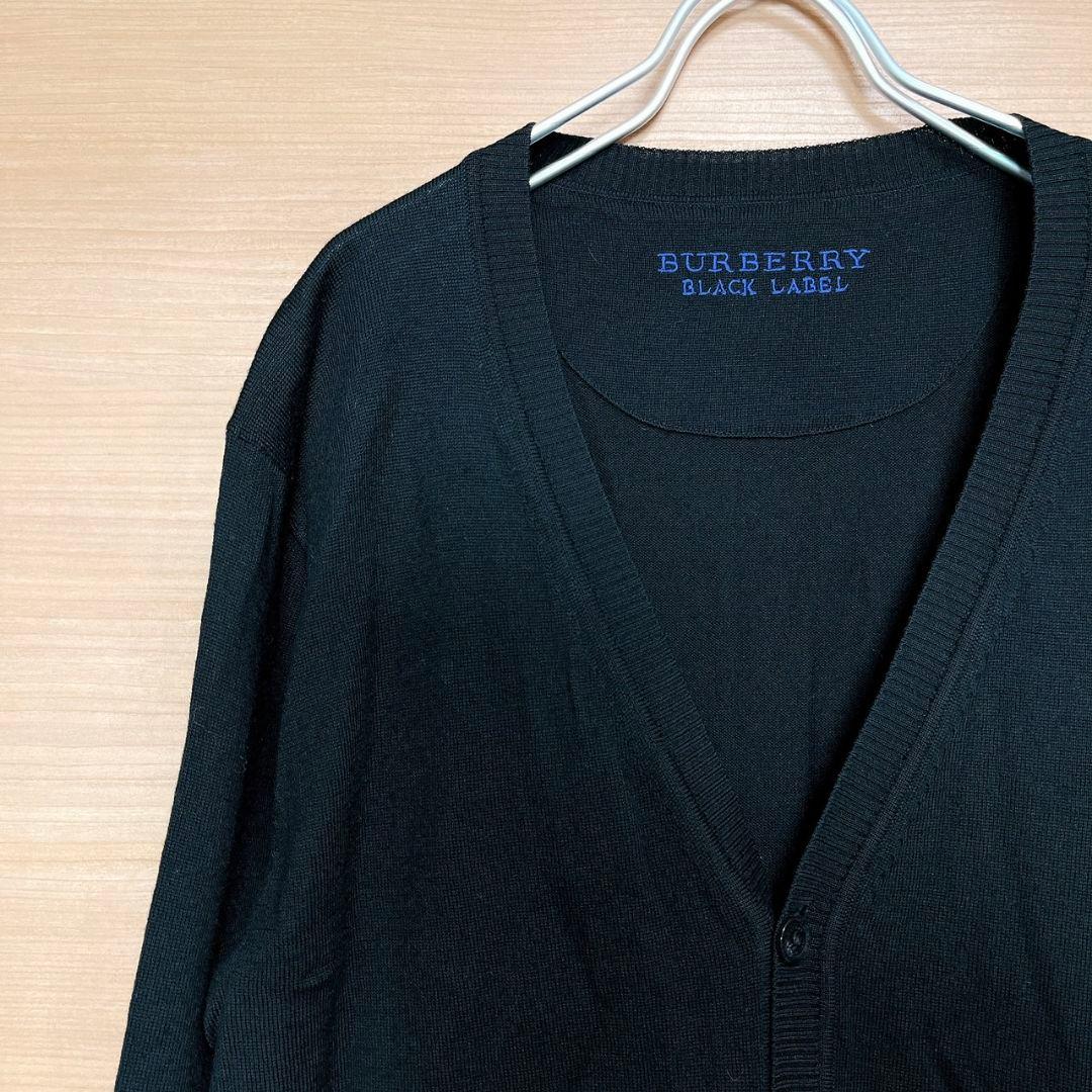 バーバリー ブラックレーベル カーディガン 黒 メンズ 希少 青 羊毛100
