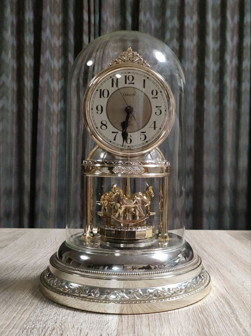CITIZEN ガラスドーム回転からくり時計/ヴィンテージ/置き時計/昭和
