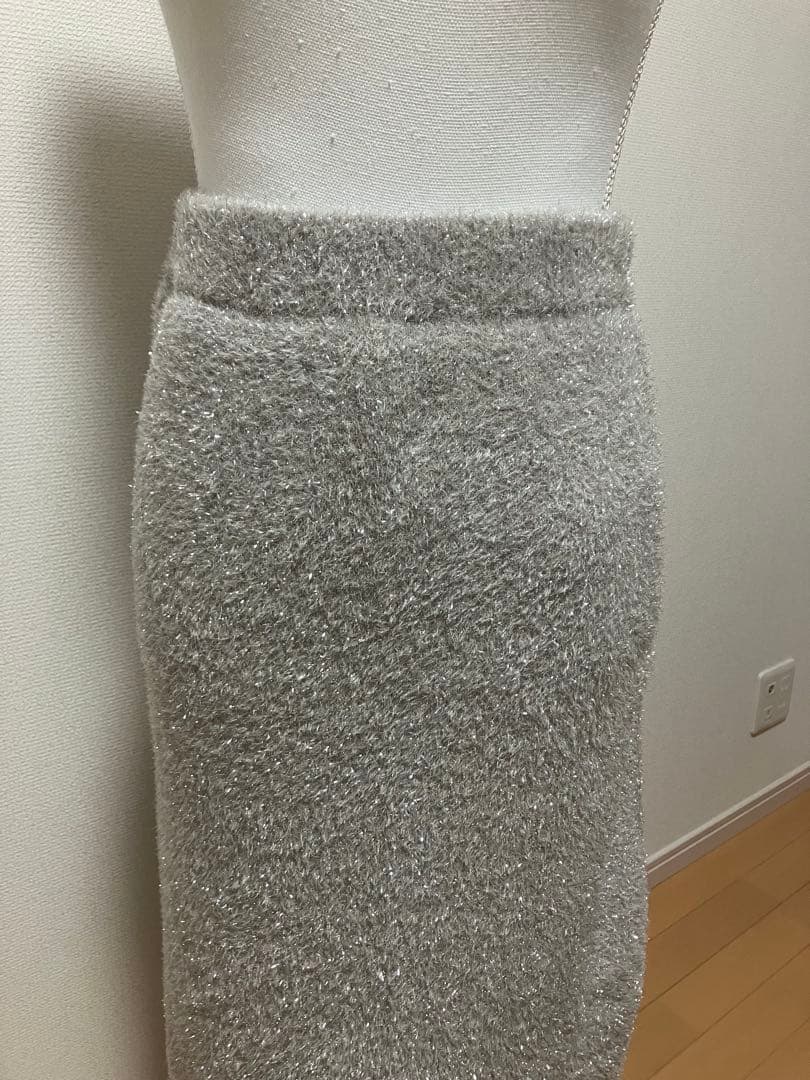 ラブティックボンボン♡ラメシャギーニットスカート ライトグレー