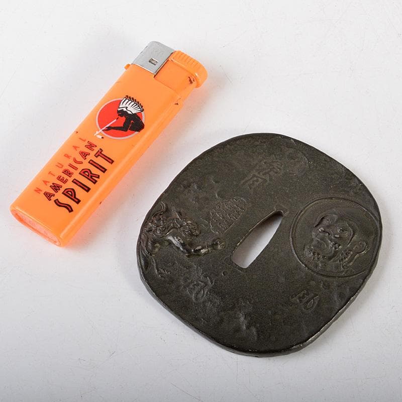 武具 刀装具 古鉄 達磨図 鍔 在銘 N 6409 - メルカリ