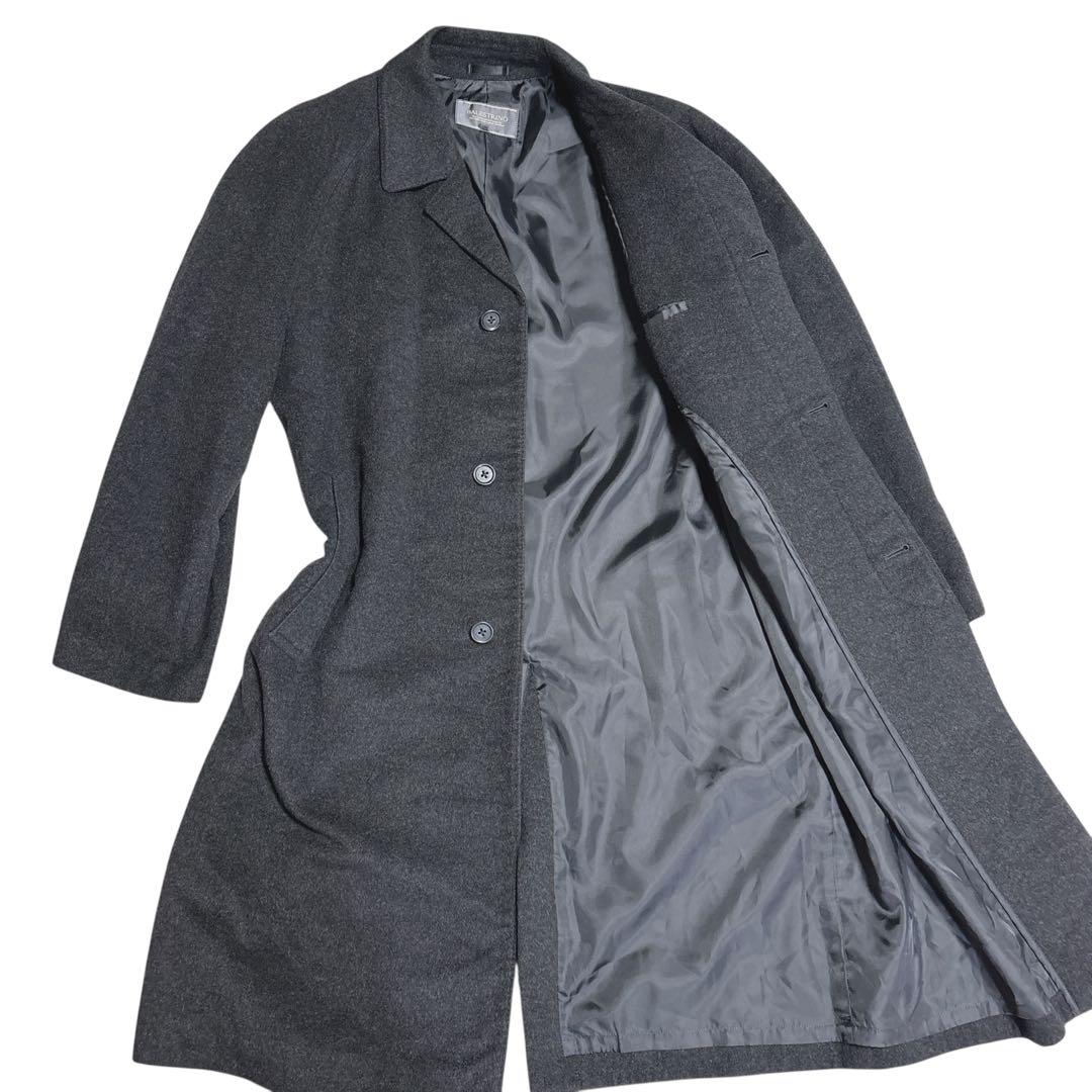 BALESTRINO カシミヤ100% ロングコート AB6 ダークグレー メンズ チェスターロングコート カシミヤ100％＜日本製＞ （グレー