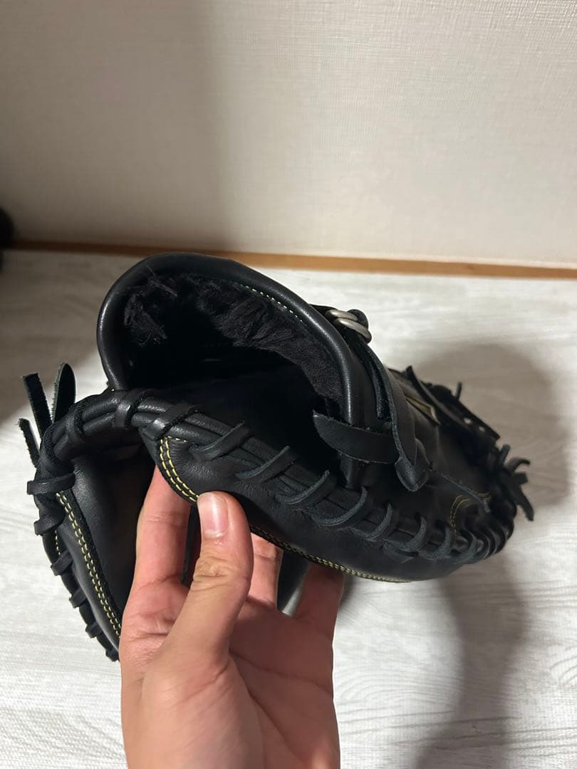 ZETT キャッチャーミット 軟式用 黒 編み込みデザイン