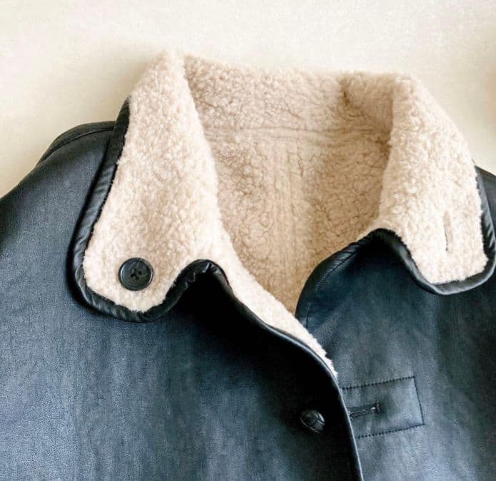 FASHIRU ファシル ボア×フェイクムートンリバーシブルレザーブルゾン