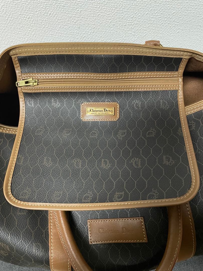 《美品》 Christian Dior ボストンバッグ ブラウン ハニカム 旅行