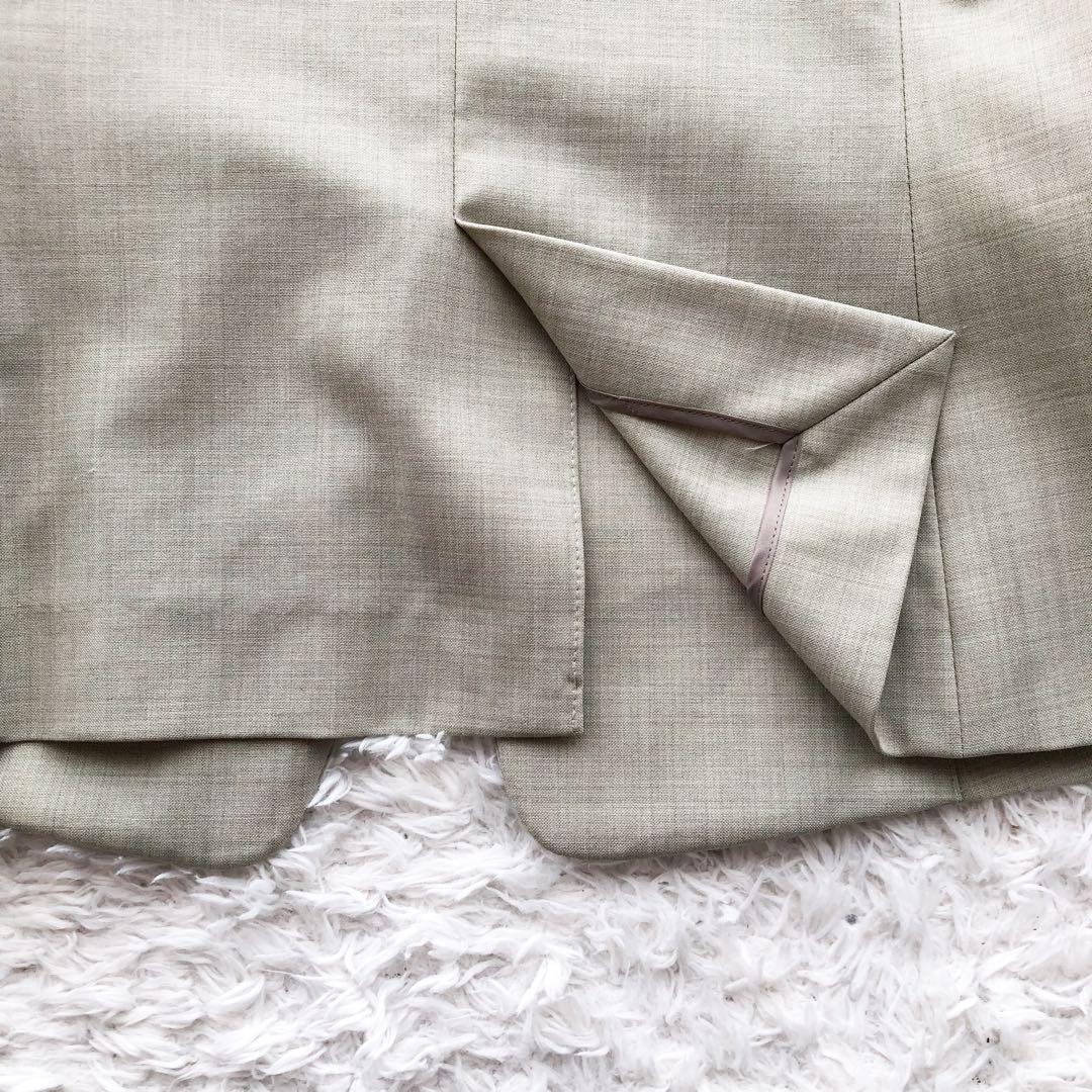 《グリーンレーベルリラクシング》ノーカラー　パンツスーツ　ウォッシャブル　36