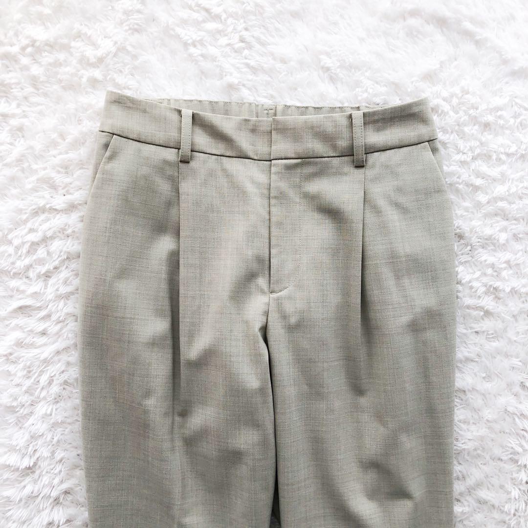 《グリーンレーベルリラクシング》ノーカラー　パンツスーツ　ウォッシャブル　36