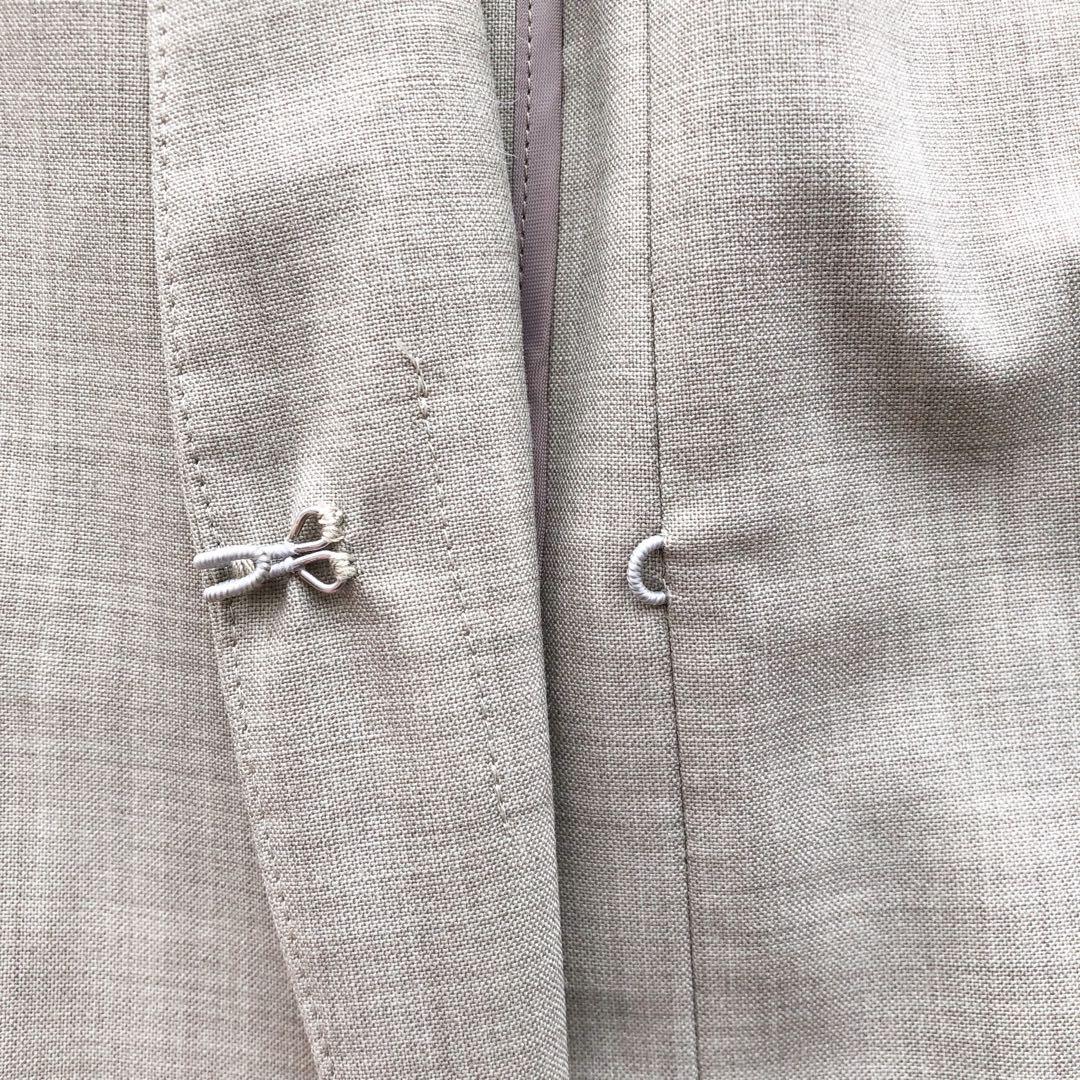 《グリーンレーベルリラクシング》ノーカラー　パンツスーツ　ウォッシャブル　36