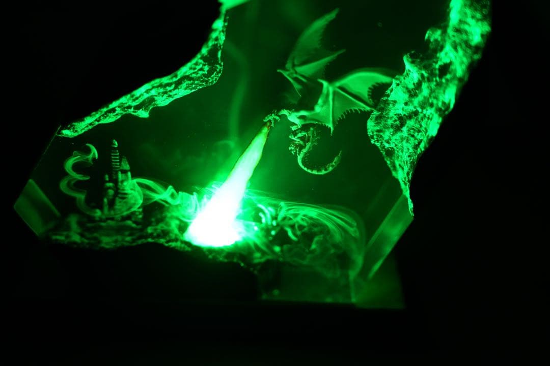 【在庫処分】ドラゴンの息吹 炎の城 レジンランプ 中世ファンタジー 騎士 冒険