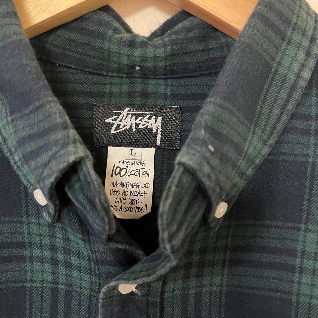 80S USA製 OLD STUSSY 黒タグ ブラックウォッチ ネルシャツ L - メルカリ