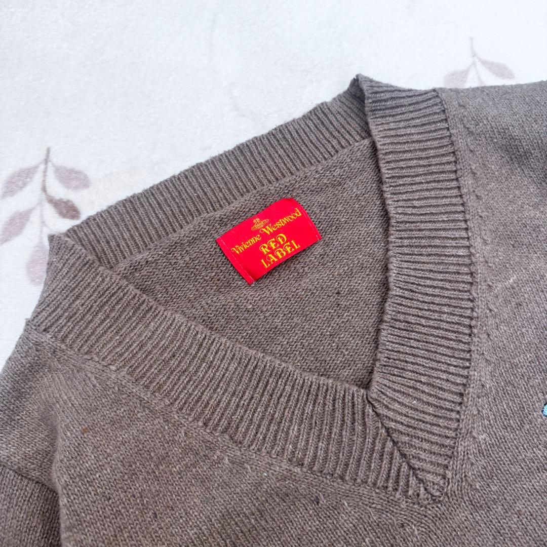 希少 ヴィヴィアンウエストウッド オーブ 刺繍 ニット ブラウン ボタン