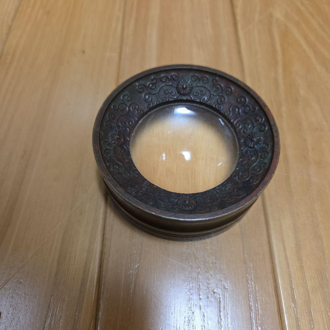 真鍮製？のアンティークな珍品　拡大鏡とフリーカップ2点セット➕️オマケ付き