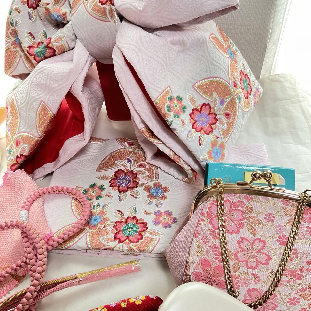 アリエルNo.43 -B 七五三　7歳 正絹着物セット　　ピンク