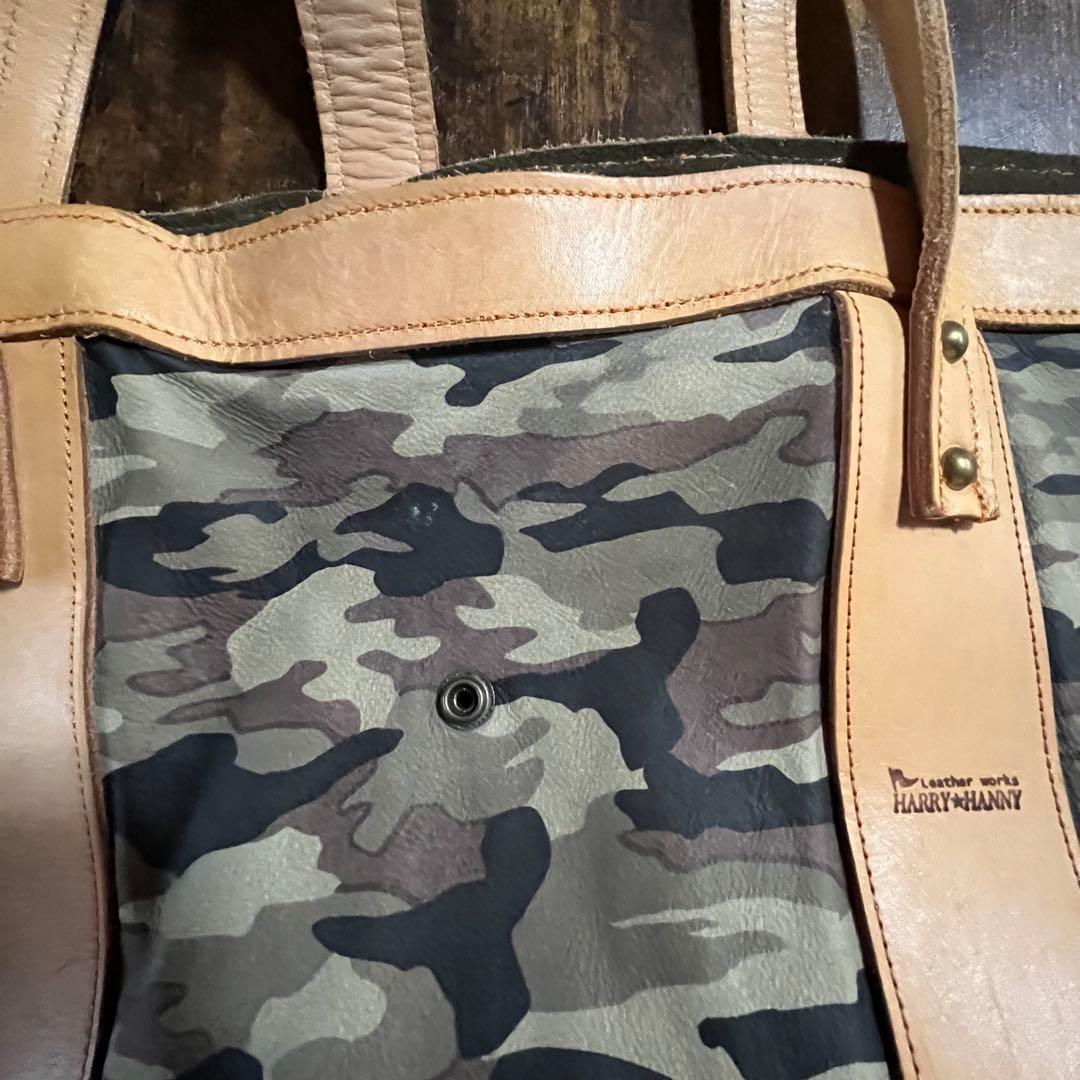 《HARRY☆HANNY》ミリタリー柄トートバッグ　ハンドメイド　大きめ