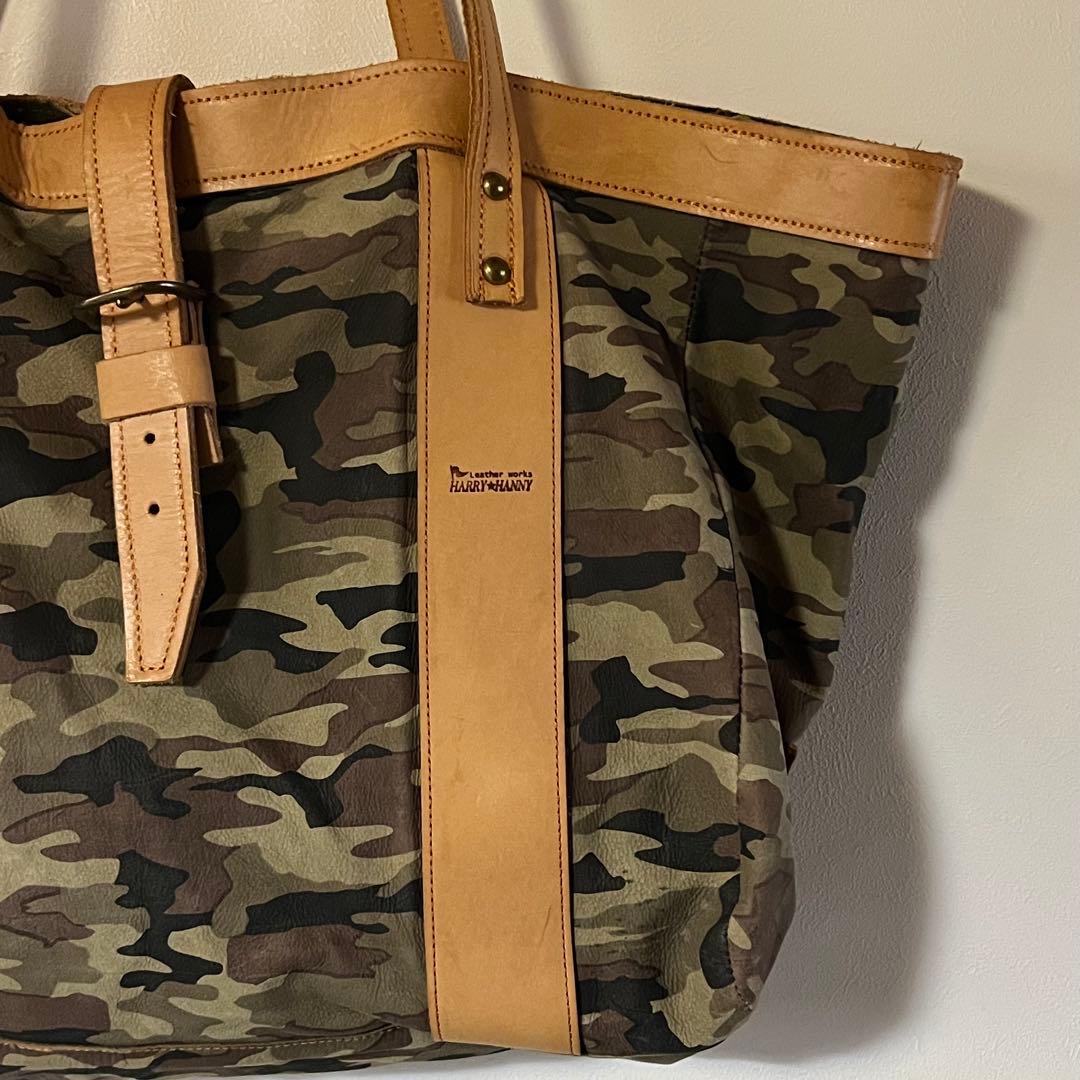 《HARRY☆HANNY》ミリタリー柄トートバッグ　ハンドメイド　大きめ
