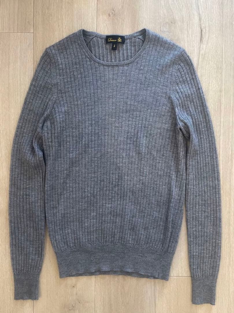 Drawer*定番カシミヤシルクリブクルーネックニット 2 グレー 神崎恵