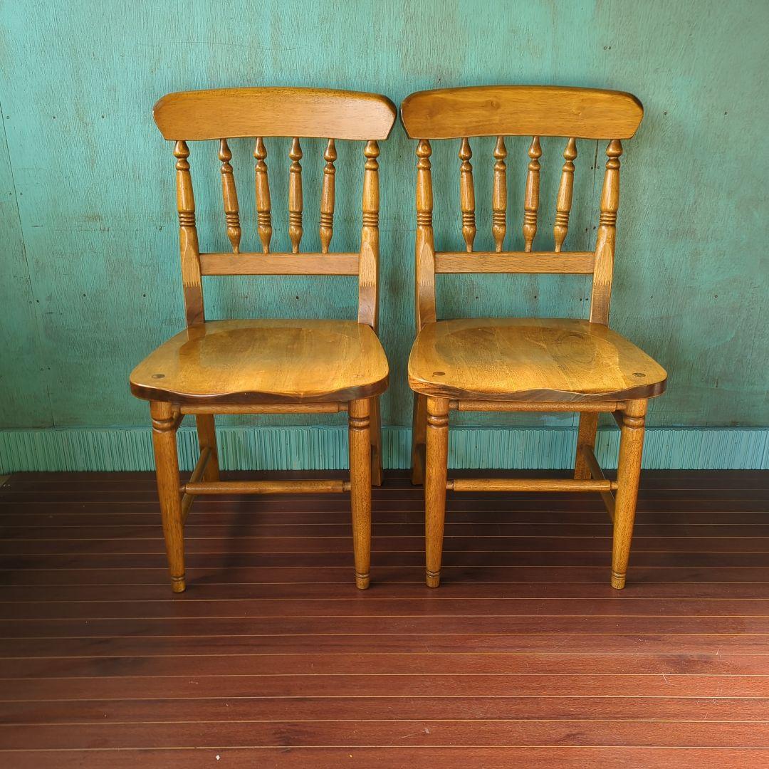 アンティーク ウィンザーチェア 2脚セット 木製 ダイニングチェア