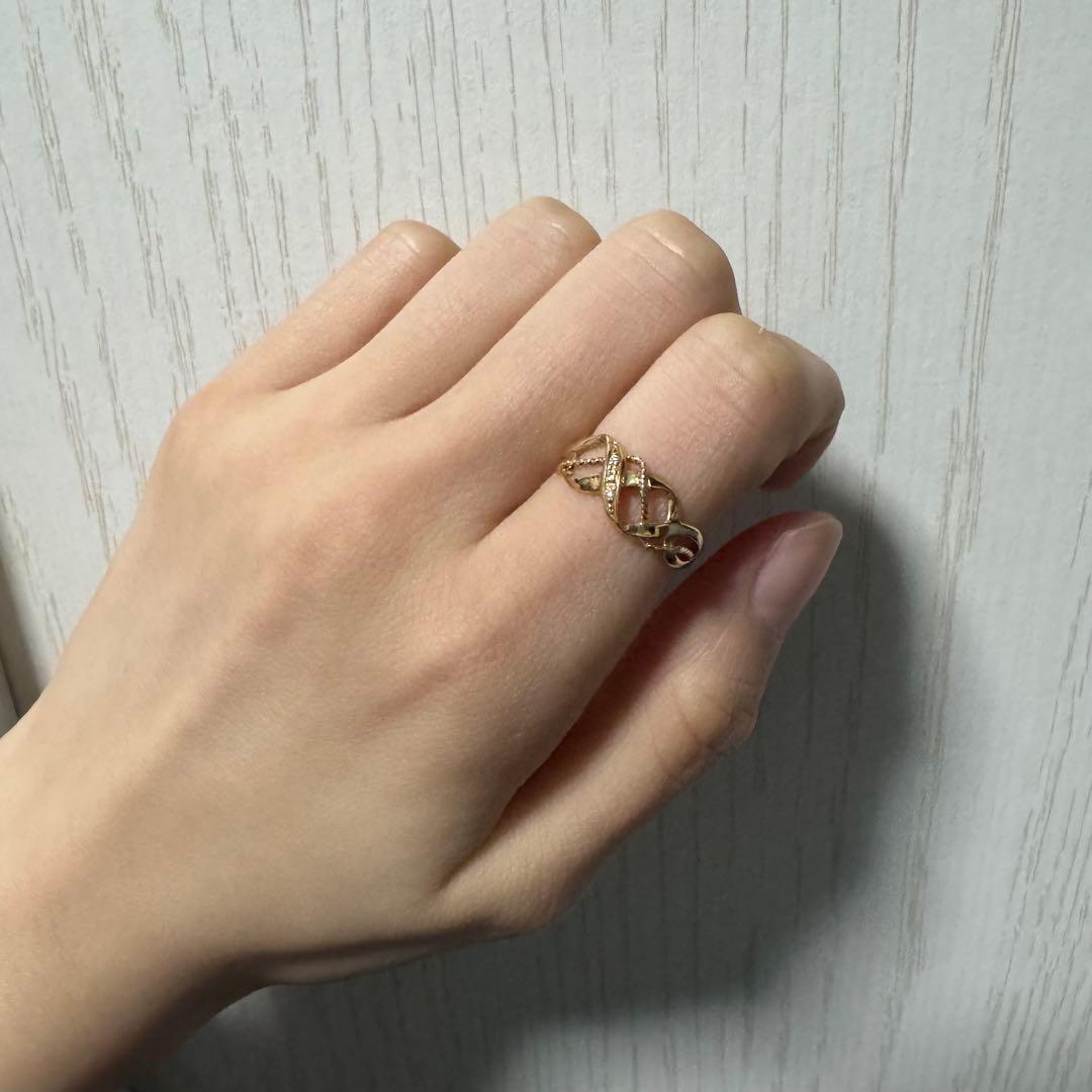 K18 リング イエローゴールド 18金 約11号 1.6g ダイヤモンド