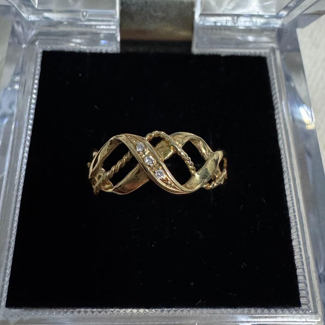 K18 リング イエローゴールド 18金 約11号 1.6g ダイヤモンド