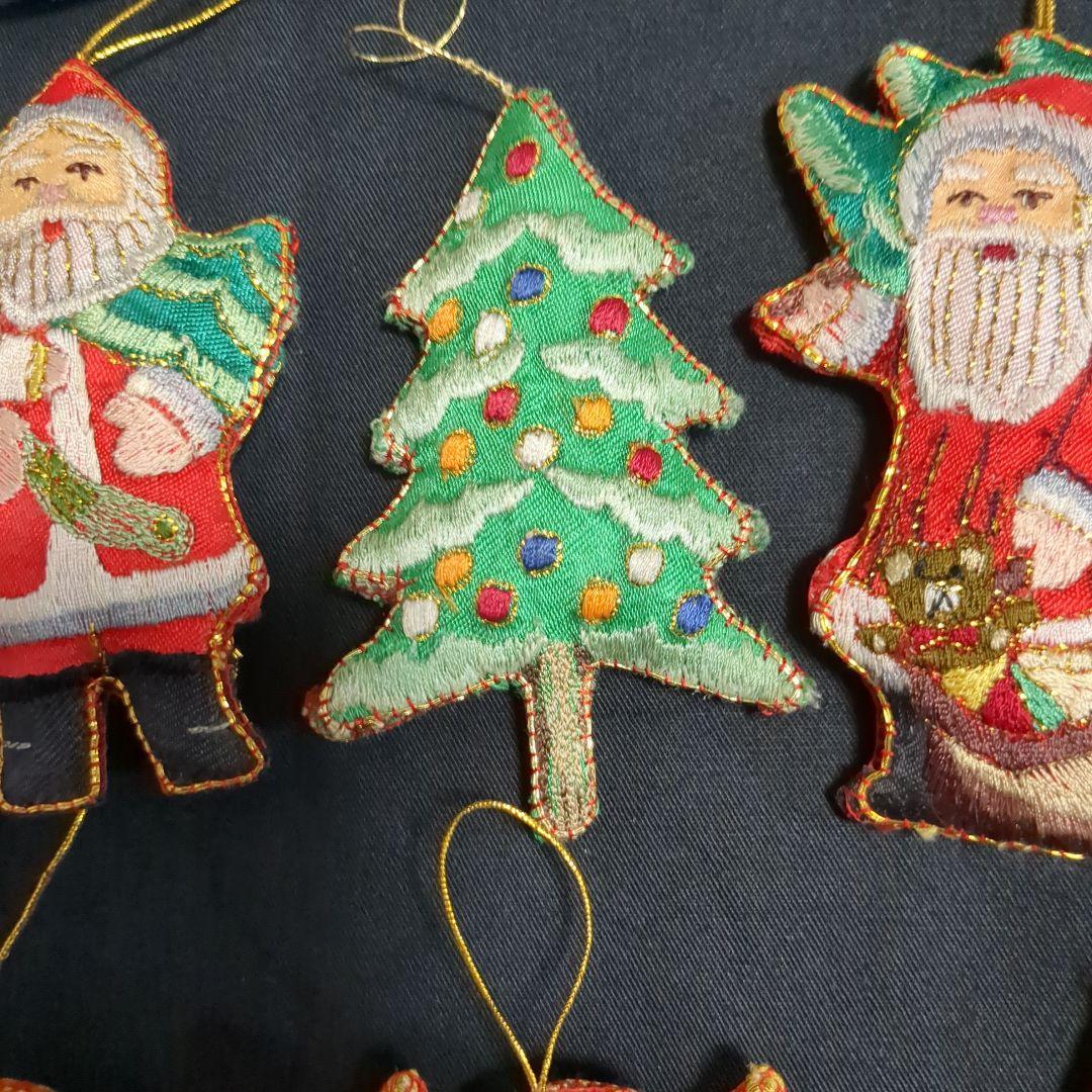 アンティーク ヴィンテージ クリスマスオーナメント 豪華刺繍 16個