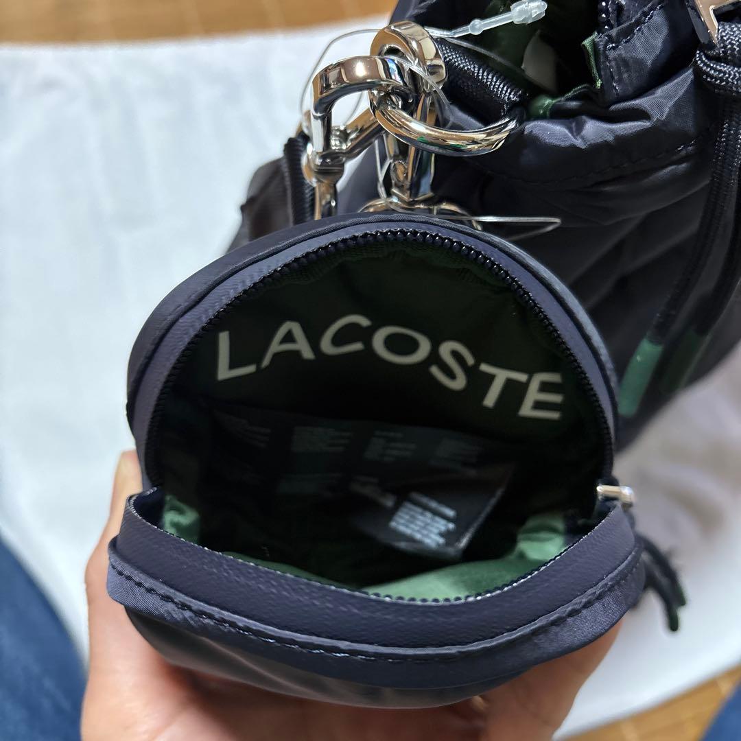 LACOST パデッドナイロン ゴルフボールエフェクトバケットバッグ 未