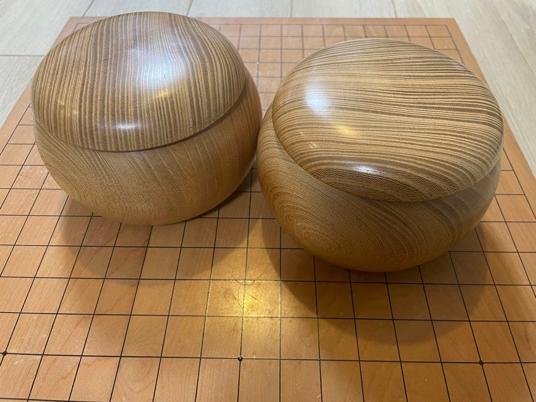 蛤碁石 33号(9.2mm) 那智黒石 欅碁笥セット お手入れ済