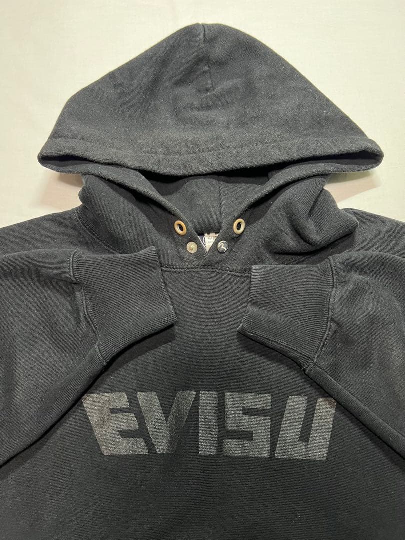 EVISU パーカー 42サイズ 黒カモメ ブラック 裏起毛 フーディー 刺繍