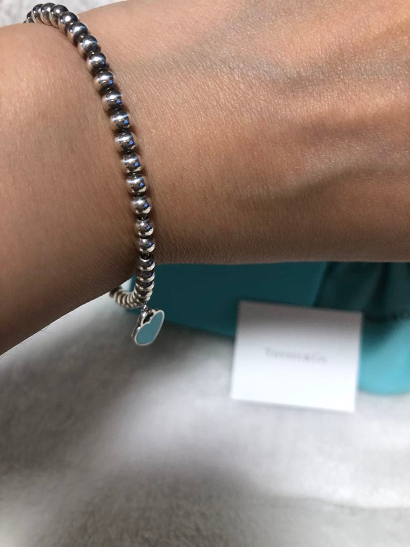 ティファニー ブルー ハート タグ ビーズ ブレスレット エクストラ