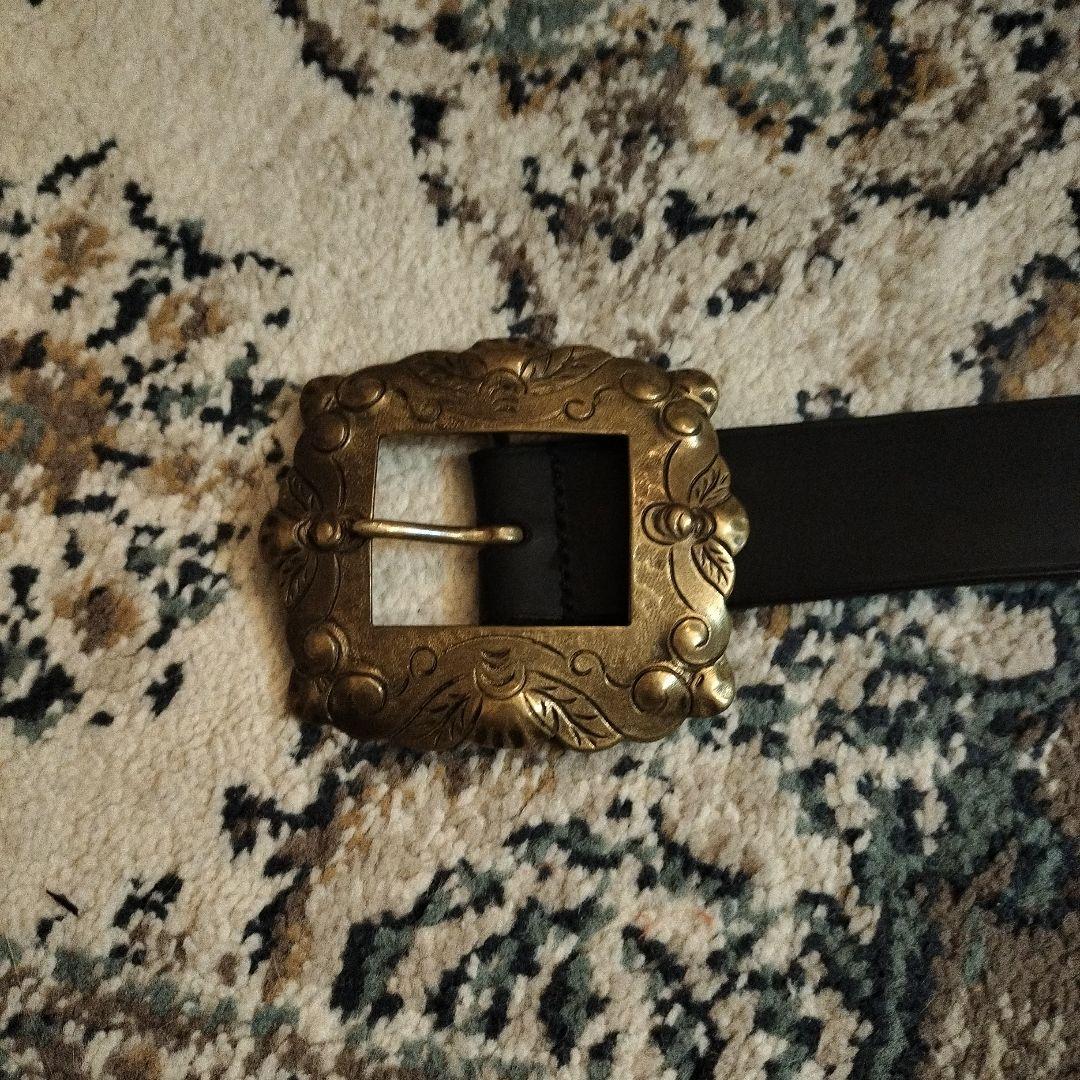 ラルフローレン ビンテージ ネイティブ 黒レザーベルト RRL ジョニーデップ